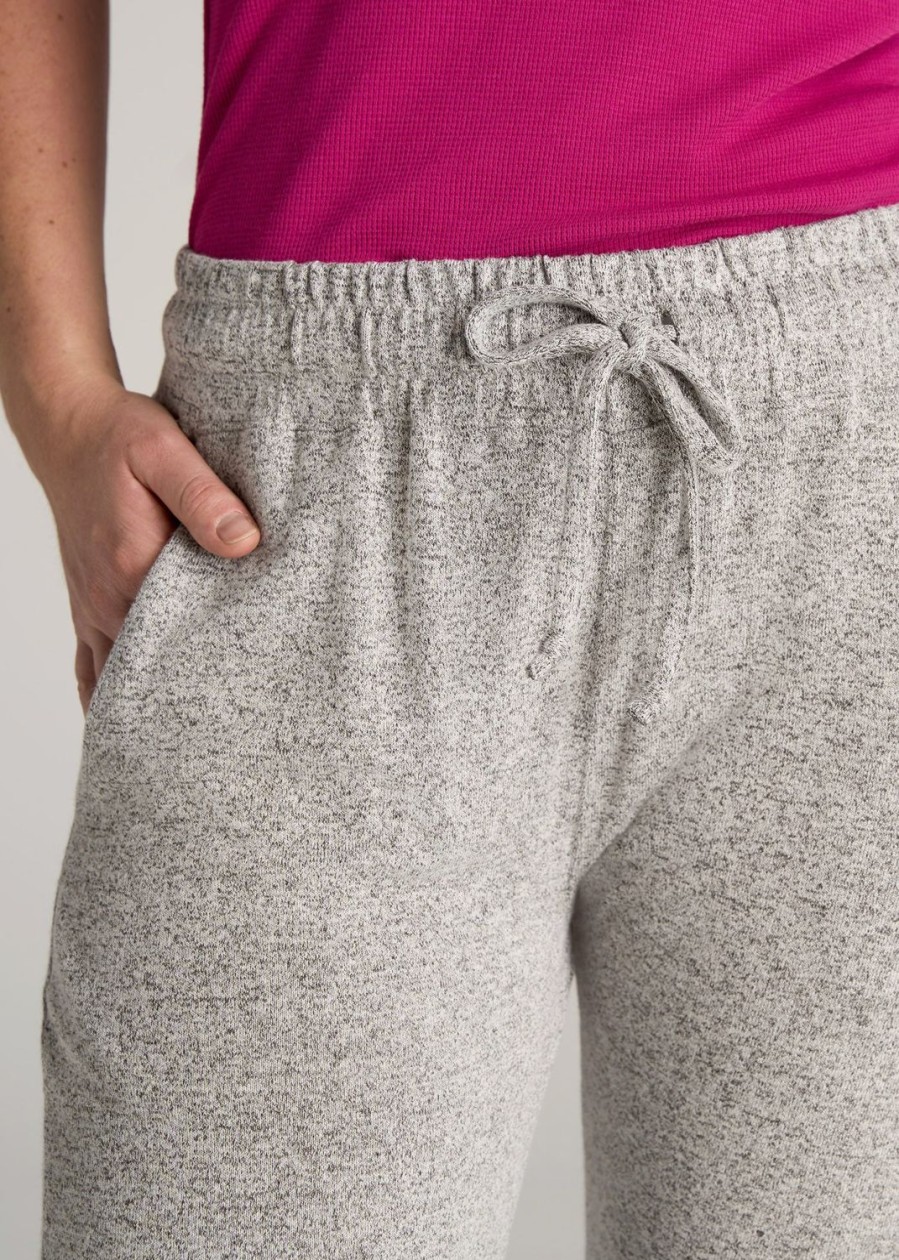 Women American Tall Athletic Pants | Open-Bottom Cozy Pj Lounge Pants For Tall Women In Grey Mix