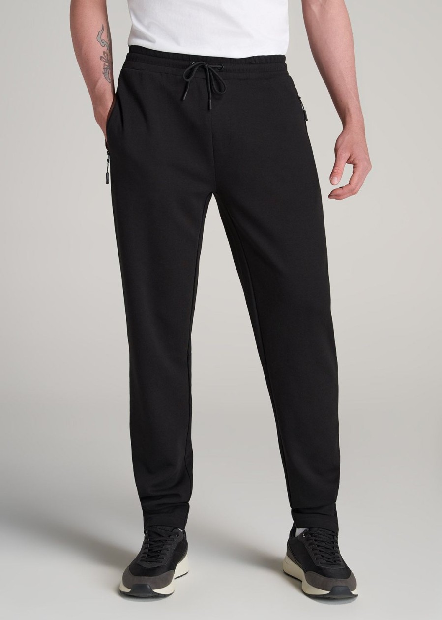 Men American Tall Athletic Pants | Tall Men'S Tech-Knit Zip Joggers In Black