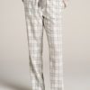 Women American Tall Athletic Pants | Open-Bottom Flannel Women'S Tall Pajama Pants In Heather Grey And White Plaid