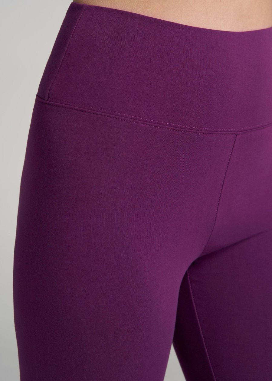 Women American Tall Athletic Pants | Women'S Tall Cotton Leggings In Plum