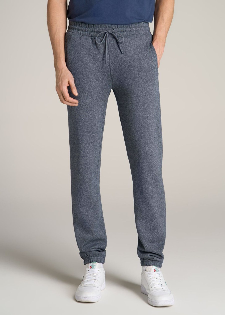 Men American Tall Athletic Pants | Wearever Fleece Elastic-Bottom Sweatpants For Tall Men In Navy Mix