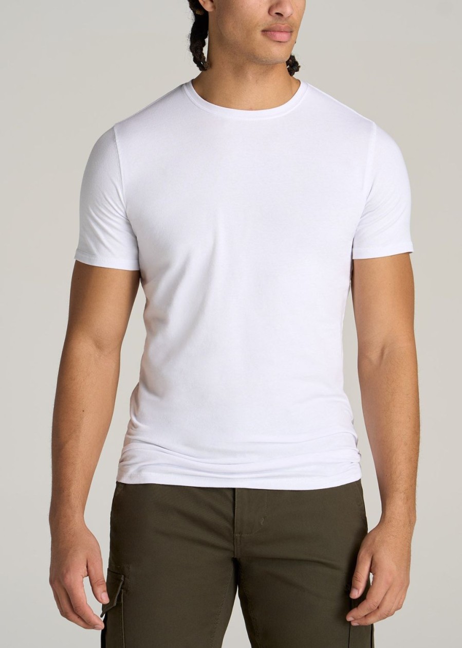 Men American Tall Tees + Tanks | The Essential Slim-Fit Crewneck Men'S Tall Tees In White