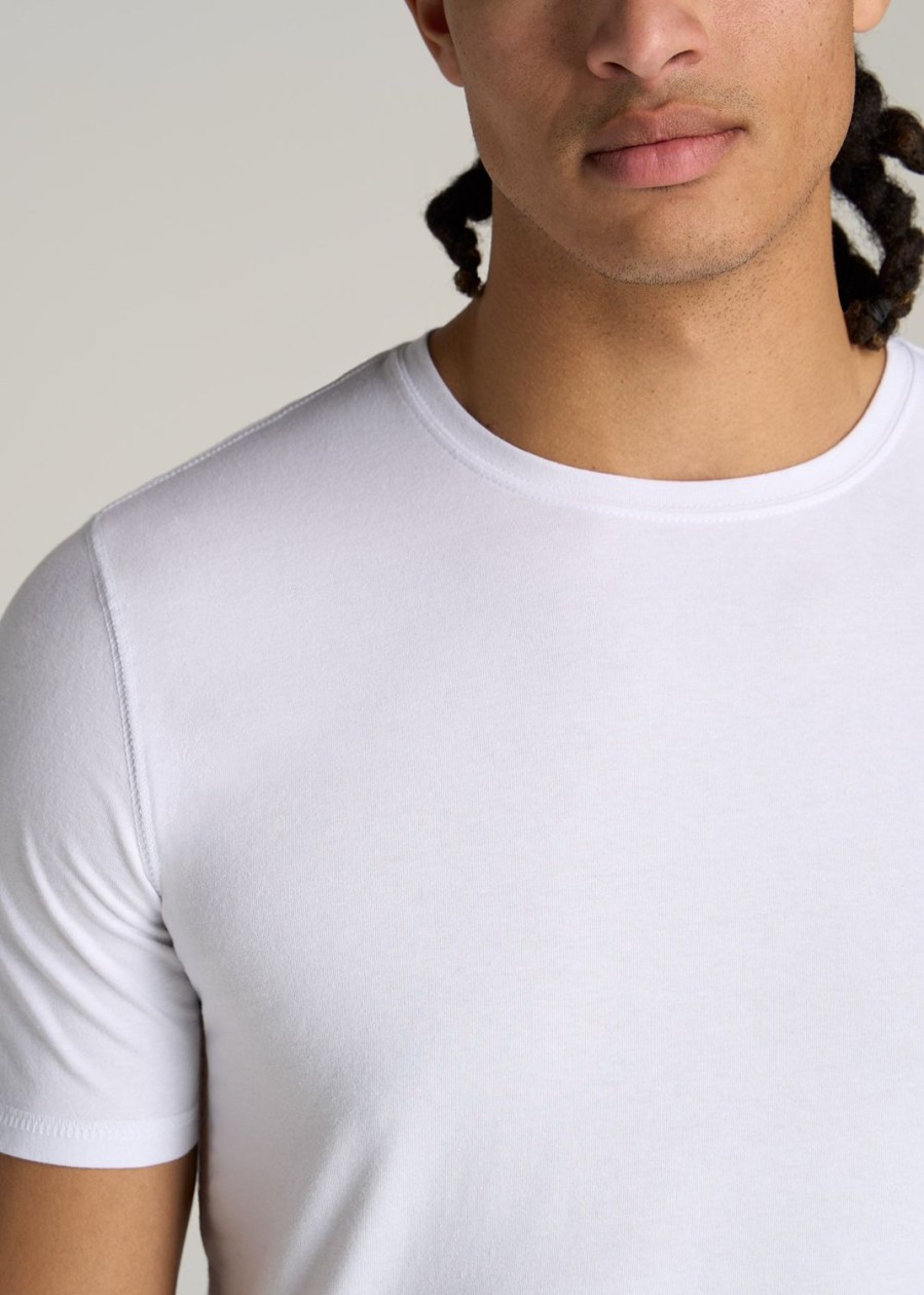 Men American Tall Tees + Tanks | The Essential Slim-Fit Crewneck Men'S Tall Tees In White