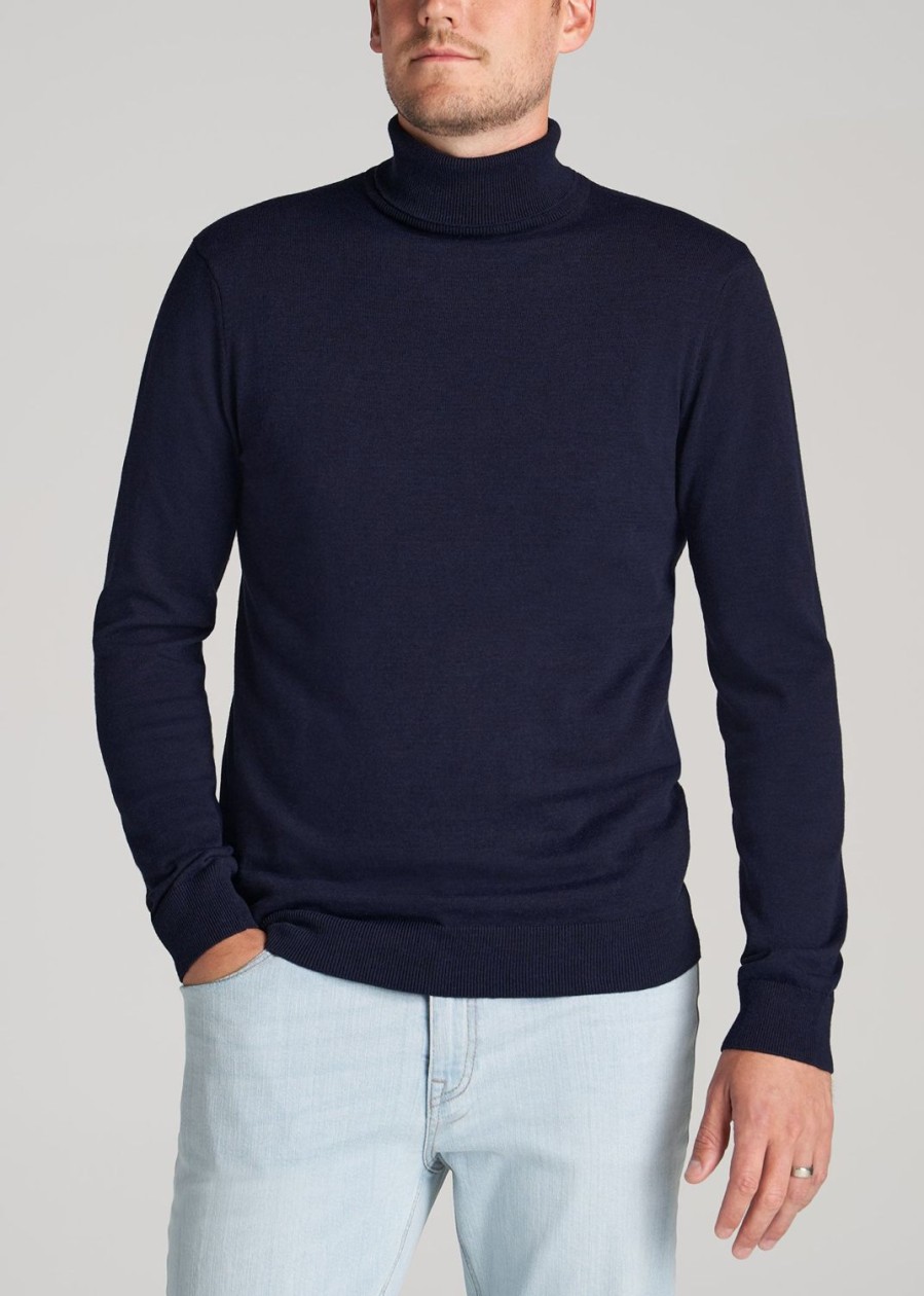 Men American Tall Hoodies + Sweatshirts | Men'S Tall Turtleneck Sweater In Patriot Blue