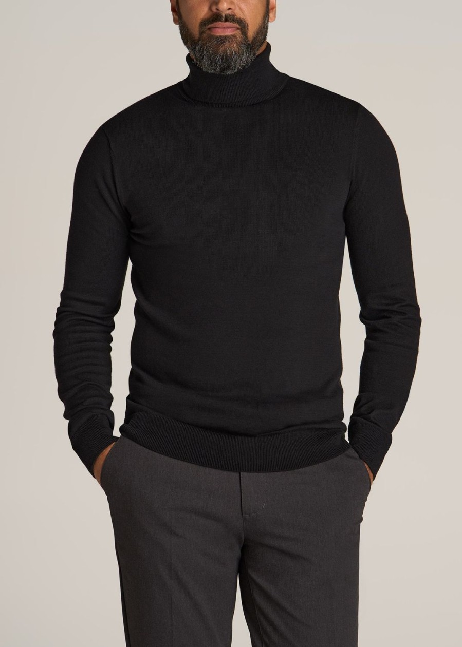 Men American Tall Hoodies + Sweatshirts | Men'S Tall Turtleneck Sweater In Black