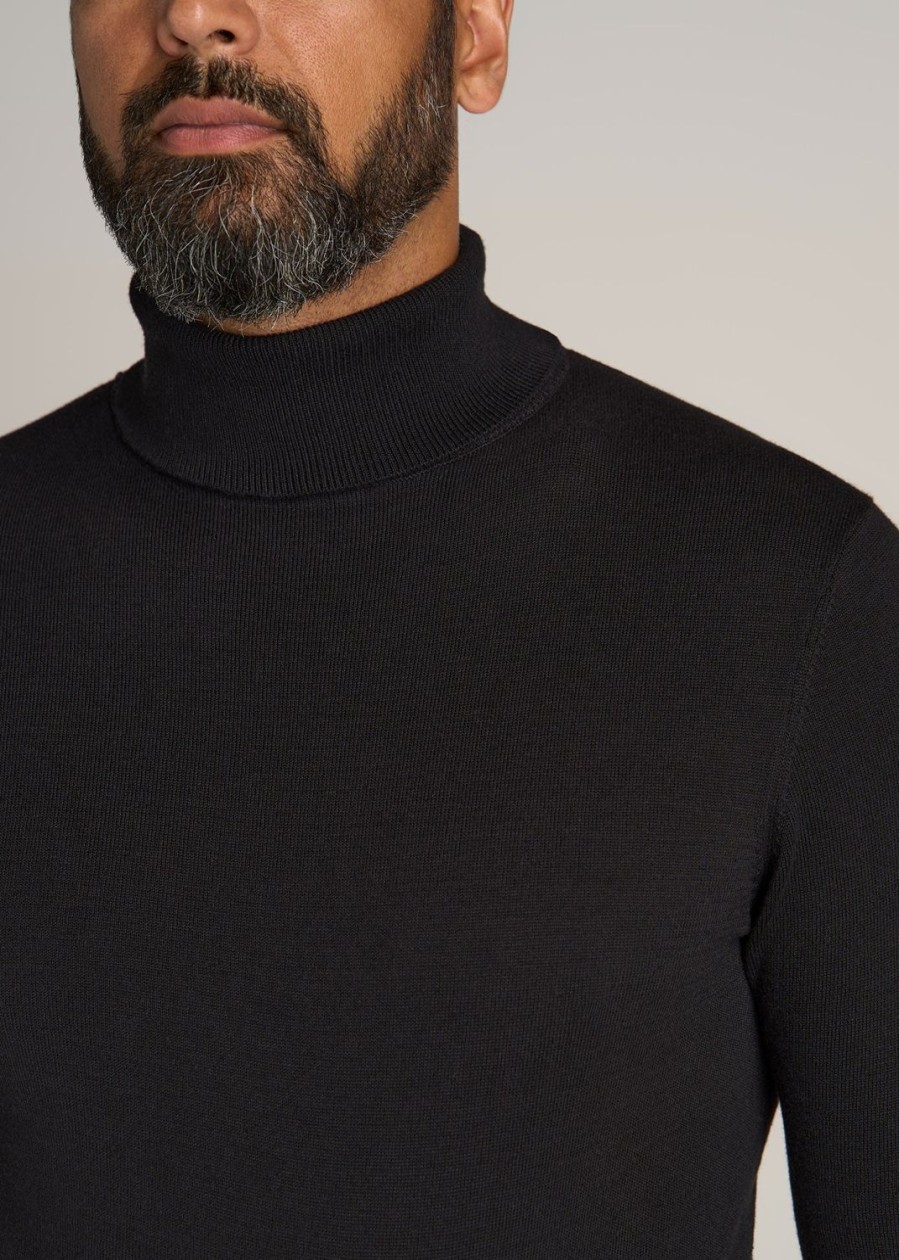 Men American Tall Hoodies + Sweatshirts | Men'S Tall Turtleneck Sweater In Black