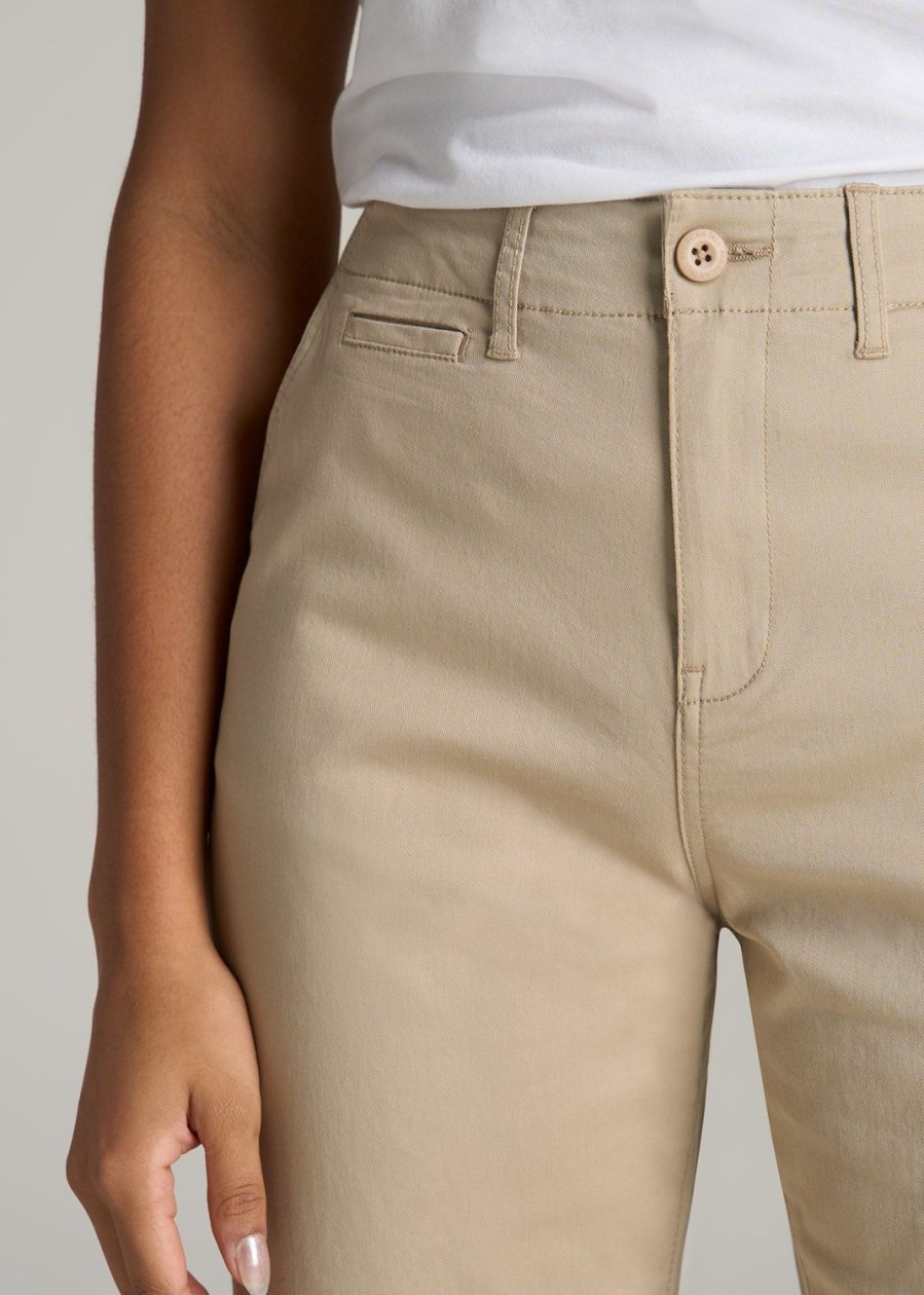 Women American Tall Pants + Trousers | High Rise Tapered Chino Pants For Tall Women In Light Khaki