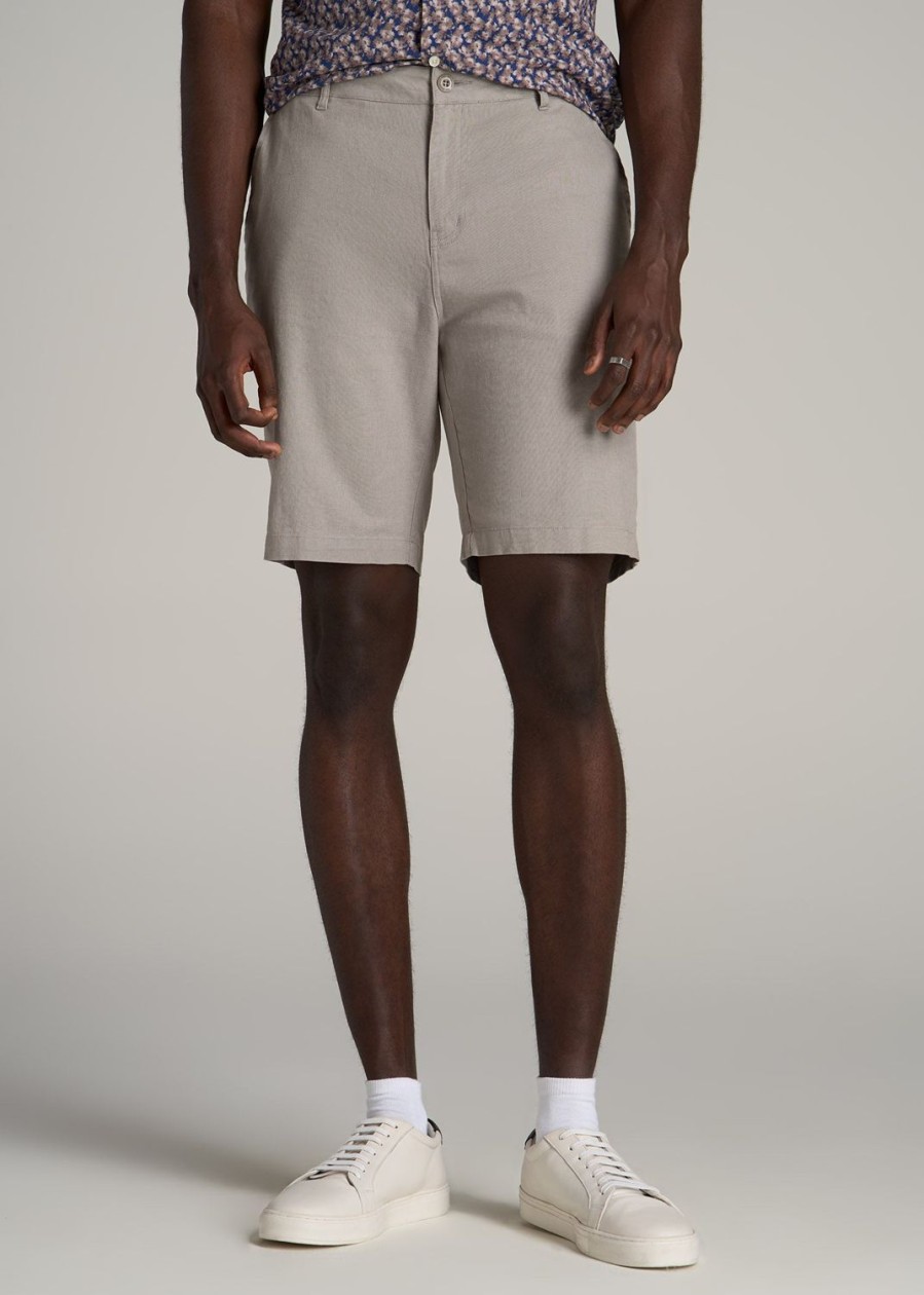 Men American Tall Shorts | Linen Shorts For Tall Men In Driftwood Brown