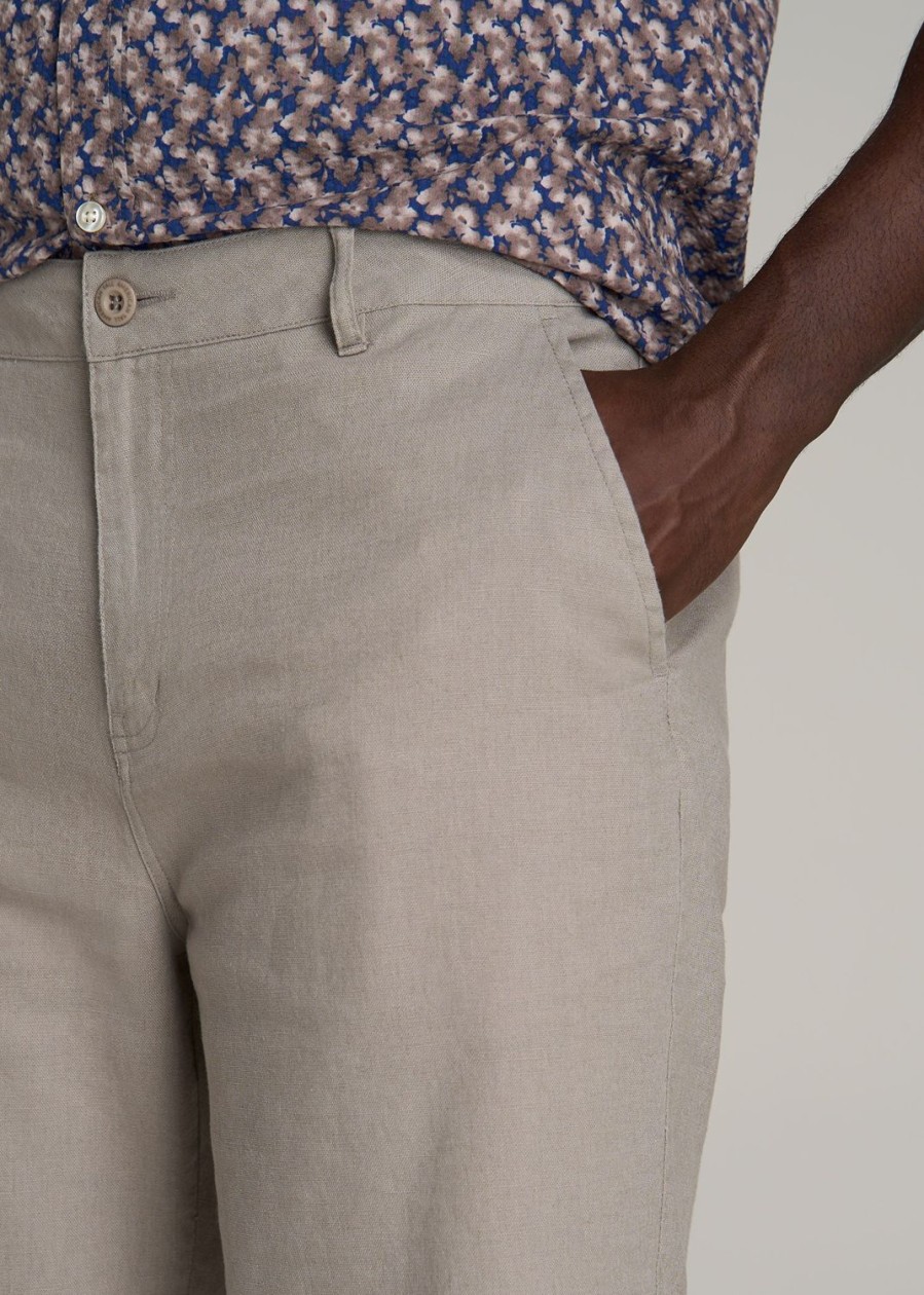 Men American Tall Shorts | Linen Shorts For Tall Men In Driftwood Brown