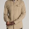 Men American Tall Button Shirts | Lj&S Double Weave Shirt For Tall Men In Vintage Buck