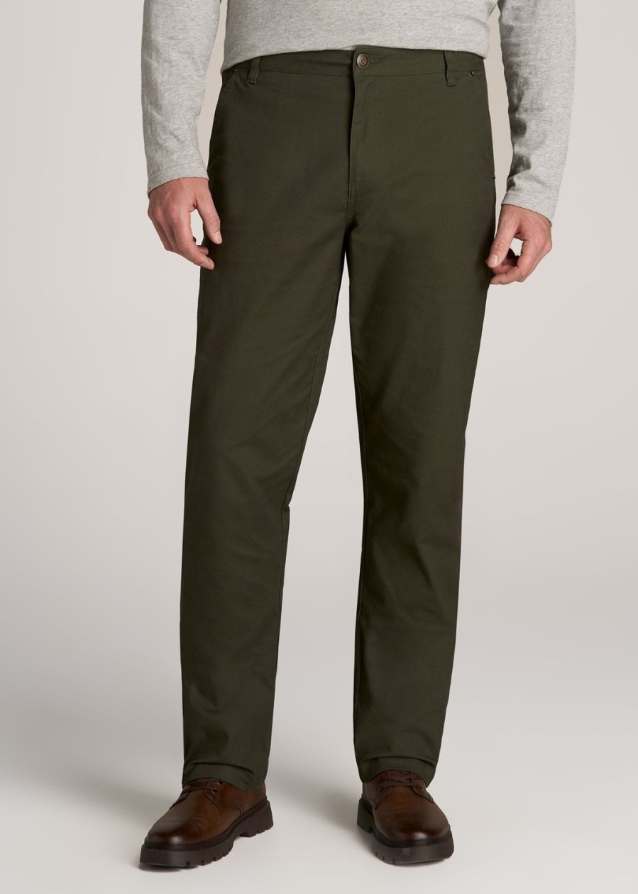 Men American Tall Pants + Chinos | Lj&S Stretch Canvas Regular-Fit Carpenter'S Pants For Tall Men In Thyme Green