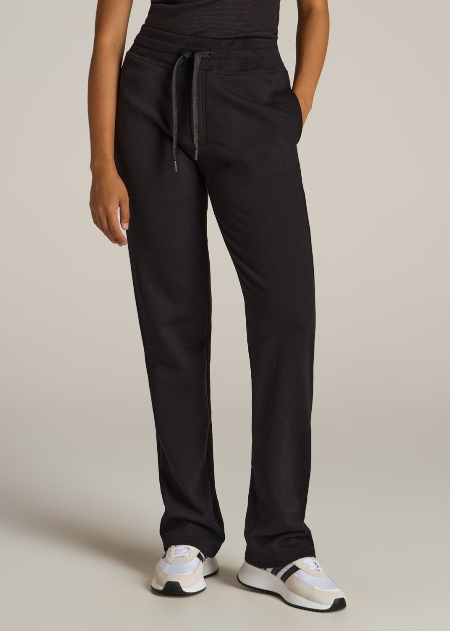 Women American Tall Athletic Pants | Wearever Fleece Open-Bottom Sweatpants For Tall Women In Black