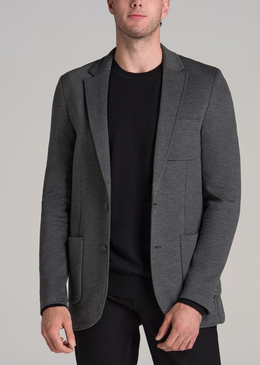 Men American Tall Jackets + Coats | Knit Blazer For Tall Men In Mid Heather Grey