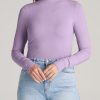 Women American Tall Long Sleeve Tees | Long Sleeve Mock Neck Ribbed Top For Tall Women In Lavender Frost