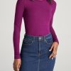 Women American Tall Long Sleeve Tees | Fitted Ribbed Long Sleeve Tee In Tall Women'S Shirts Plum