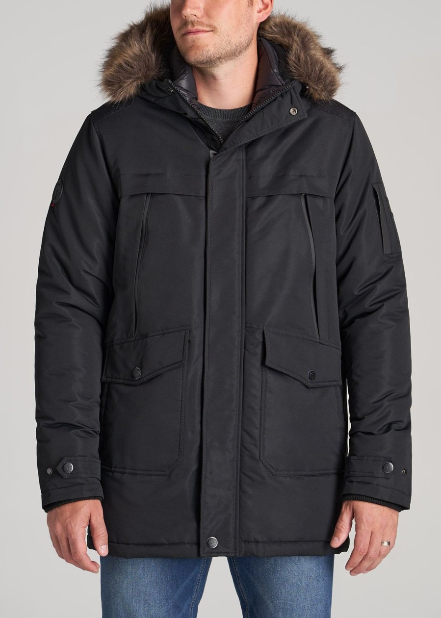 Men American Tall Jackets + Coats | American Tall X Point Zero Tall Men'S Parka In Black