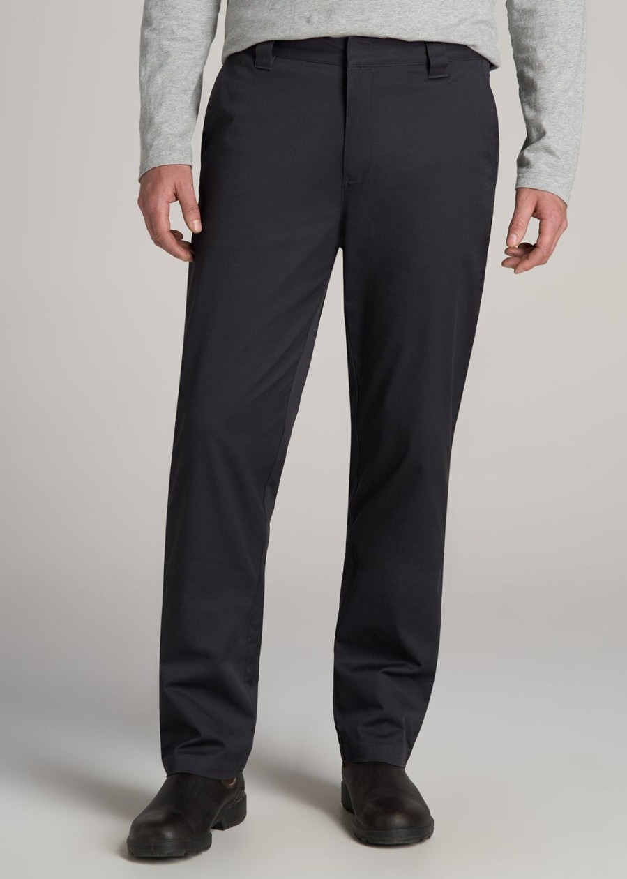 Men American Tall Pants + Chinos | Lj&S Stretch Twill Straight-Leg Work Pants For Tall Men In Asphalt