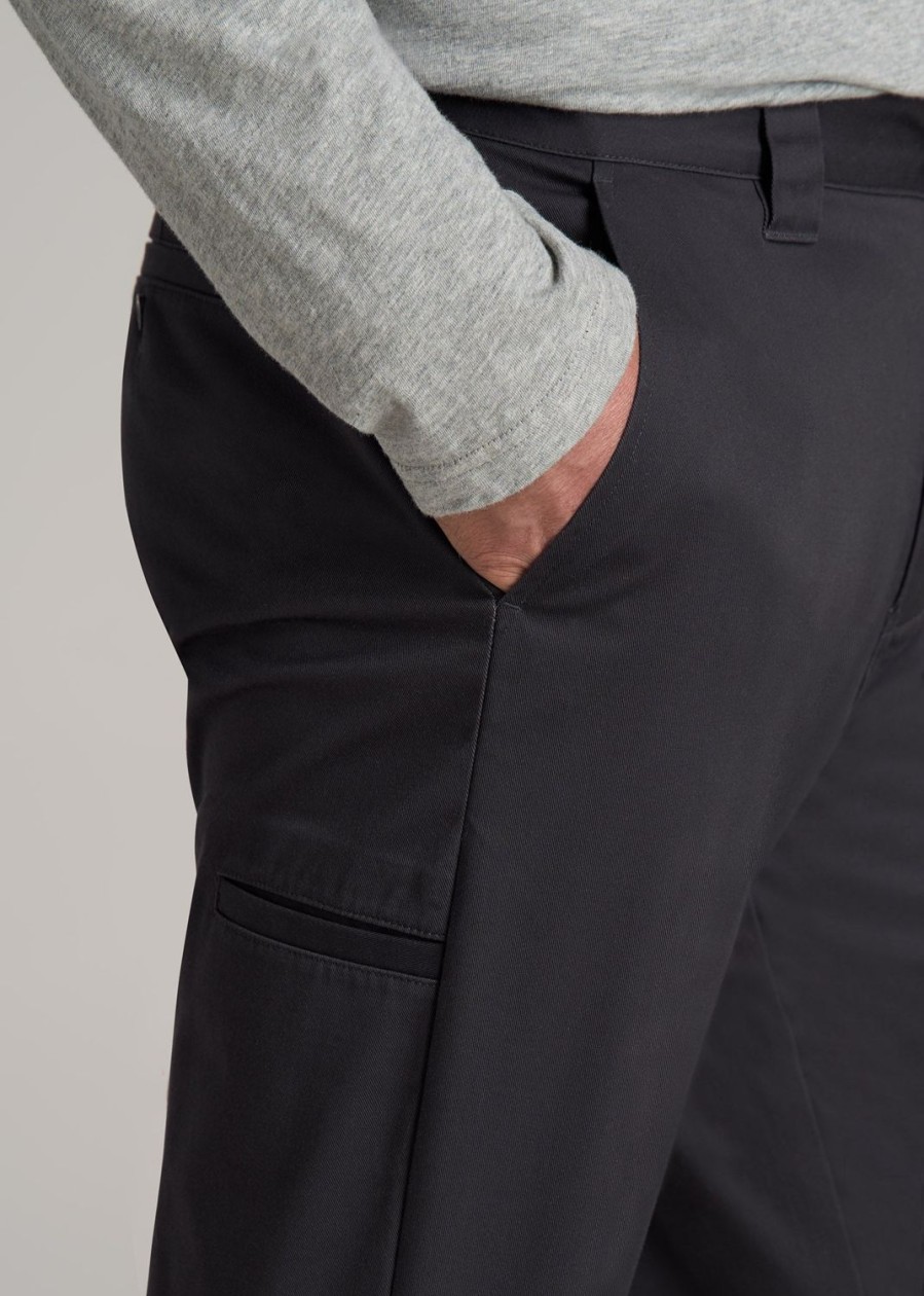 Men American Tall Pants + Chinos | Lj&S Stretch Twill Straight-Leg Work Pants For Tall Men In Asphalt