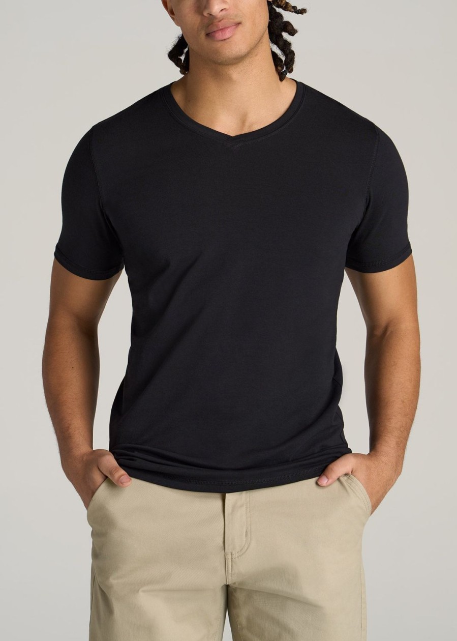 Men American Tall Tees + Tanks | The Essential Slim-Fit V-Neck Men'S Tall Tees In Black