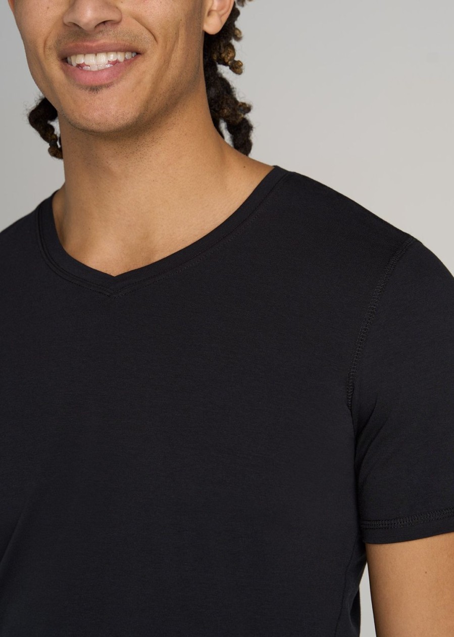 Men American Tall Tees + Tanks | The Essential Slim-Fit V-Neck Men'S Tall Tees In Black