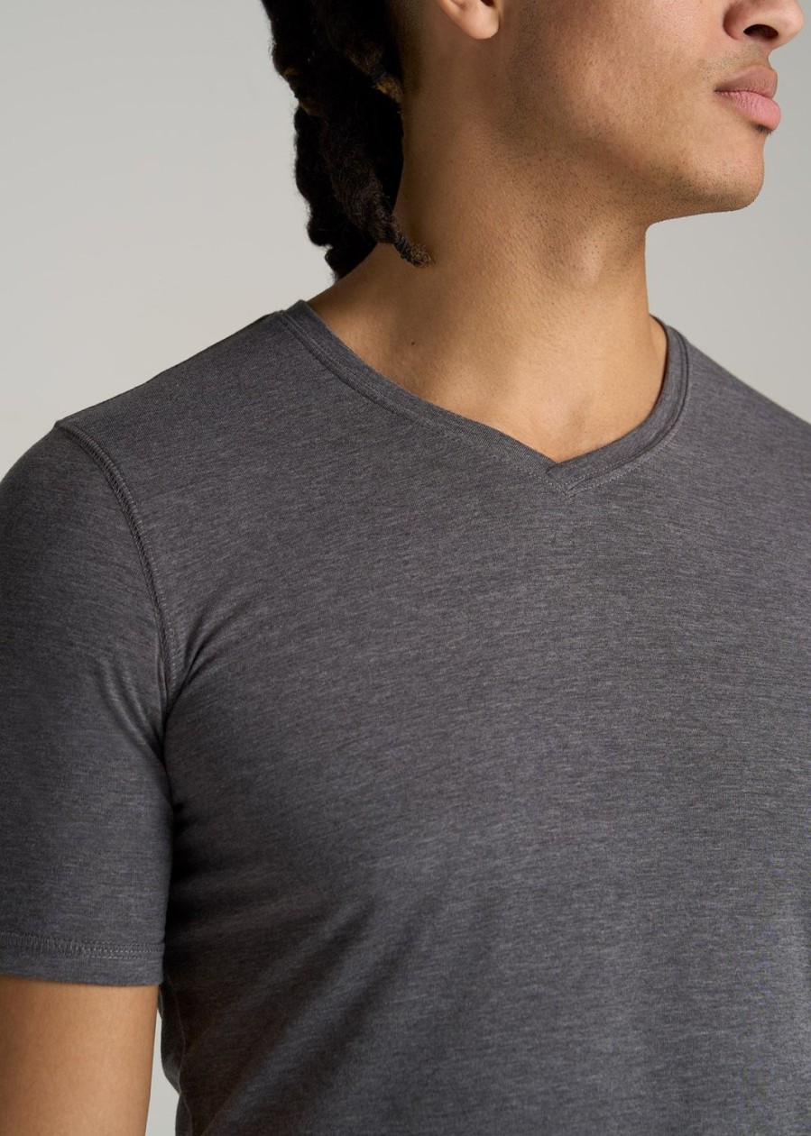 Men American Tall Tees + Tanks | The Essential Slim-Fit V-Neck Men'S Tall Tees In Charcoal Mix