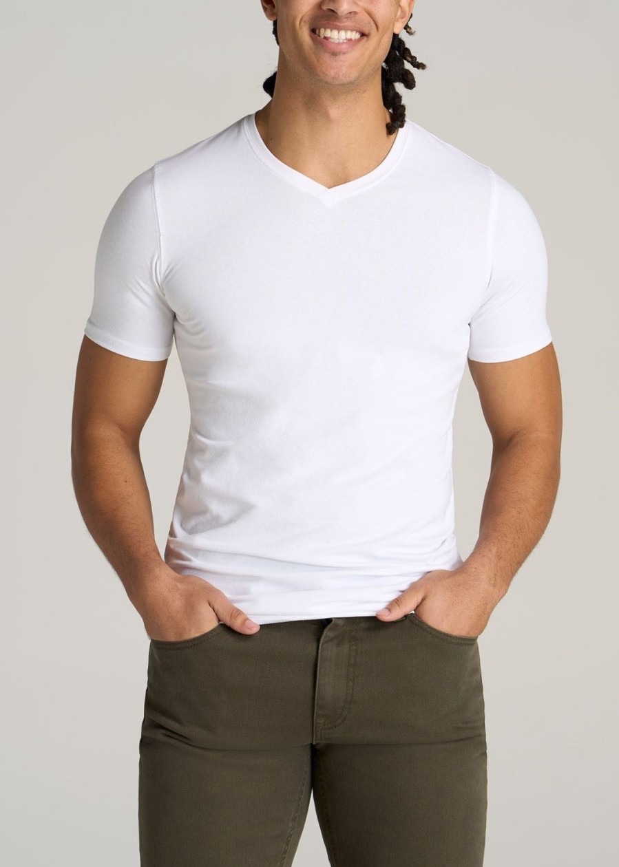 Men American Tall Tees + Tanks | The Essential Slim-Fit V-Neck Men'S Tall Tees In White