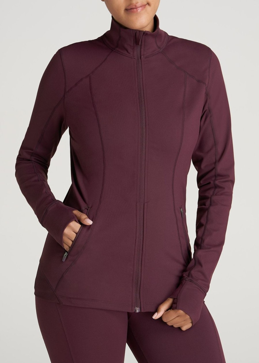 Women American Tall Jackets + Outerwear | Women'S Athletic Zip-Up Jacket In Beetroot