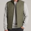 Men American Tall Jackets + Coats | Tall Men'S Packable Puffer Vest In Olive Space Dye