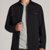 Men American Tall Jackets + Coats | Lj&S Canvas Shirt Jacket For Tall Men In Black