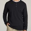 Men American Tall Long Sleeve Tees + Thermals | Heavy Slub Henley Shirt For Tall Men In Black