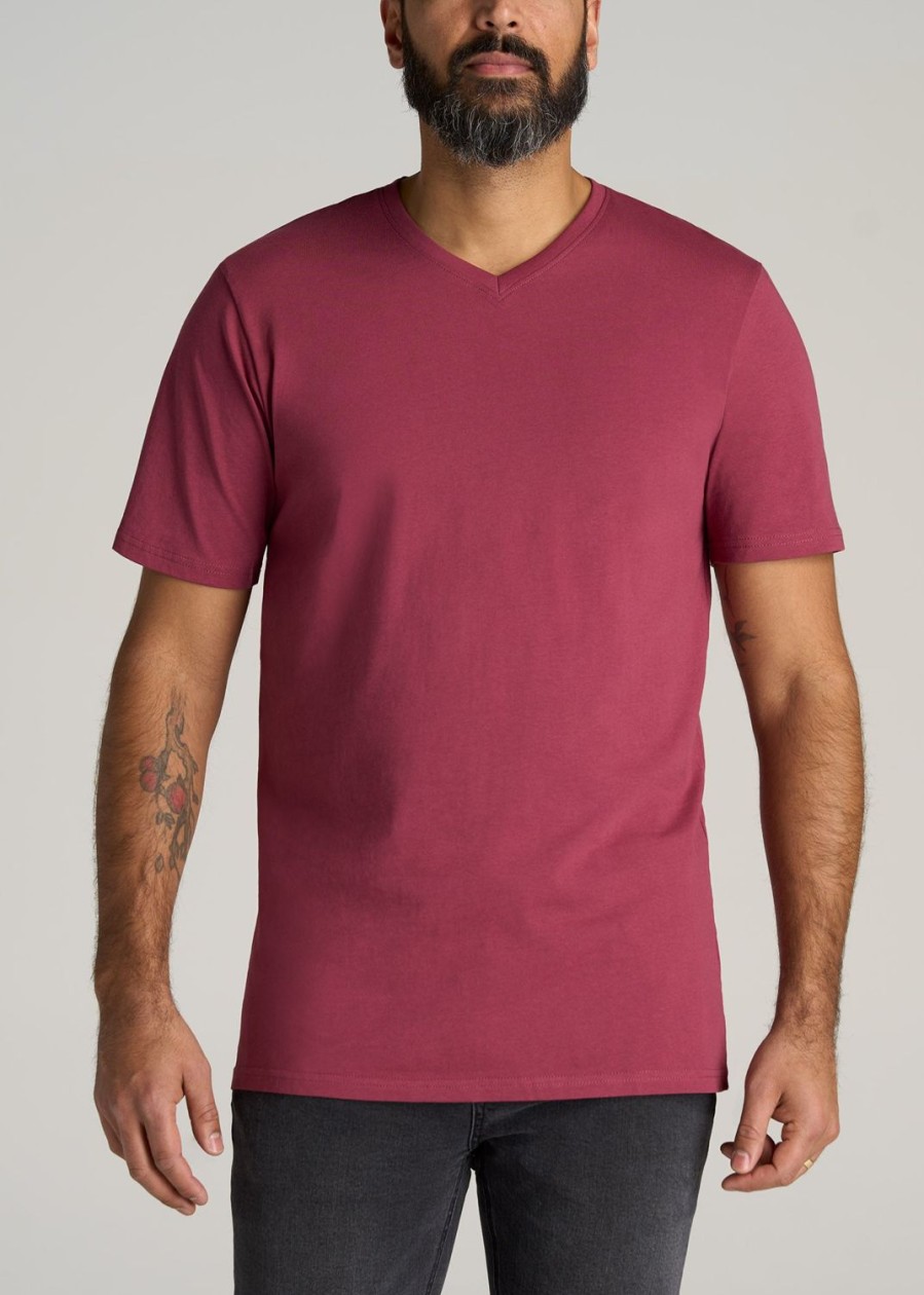 Men American Tall Tees + Tanks | The Everyday Regular-Fit V-Neck Tall Men'S T-Shirt In Garnet Red