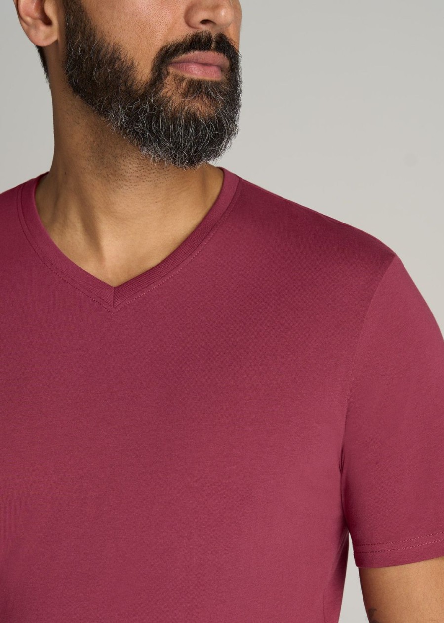 Men American Tall Tees + Tanks | The Everyday Regular-Fit V-Neck Tall Men'S T-Shirt In Garnet Red