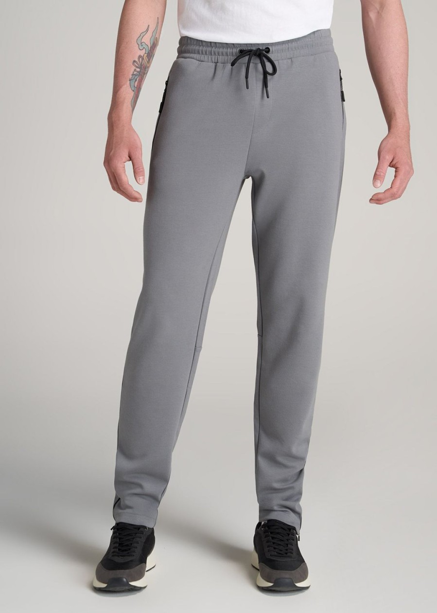 Men American Tall Athletic Pants | Tall Men'S Tech-Knit Zip Joggers In Fossil Grey