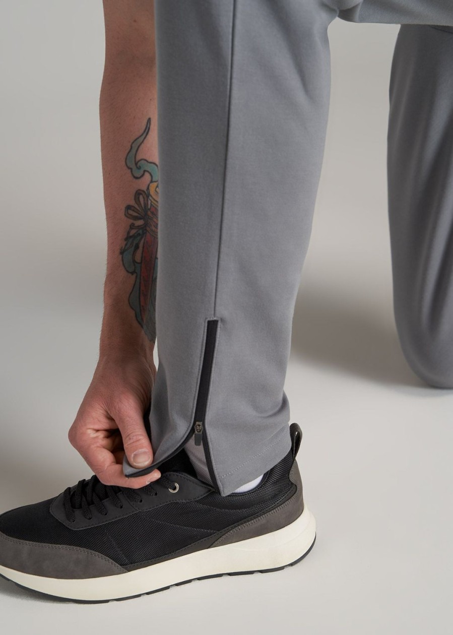 Men American Tall Athletic Pants | Tall Men'S Tech-Knit Zip Joggers In Fossil Grey