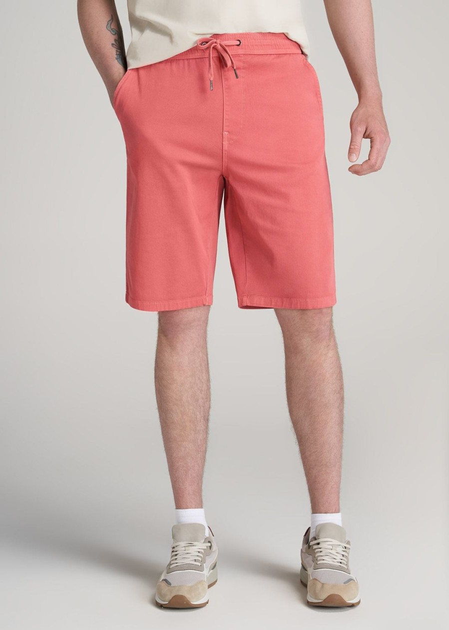 Men American Tall Shorts | Stretch Twill Pull-On Shorts For Tall Men In Canyon Red