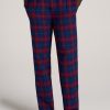 Men American Tall Athletic Pants | Plaid Pajama Pants For Tall Men In Blue And Red Tartan