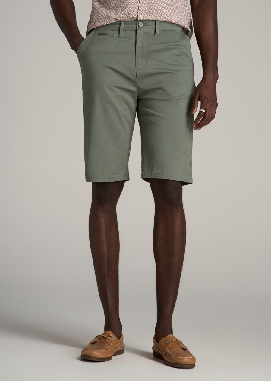 Men American Tall Shorts | Chino Shorts For Tall Men In Wreath Green