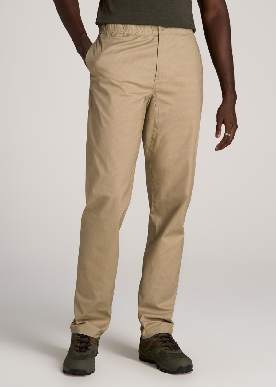 Men American Tall Pants + Chinos | Tapered-Fit Ripstop Pants For Tall Men In Desert Khaki