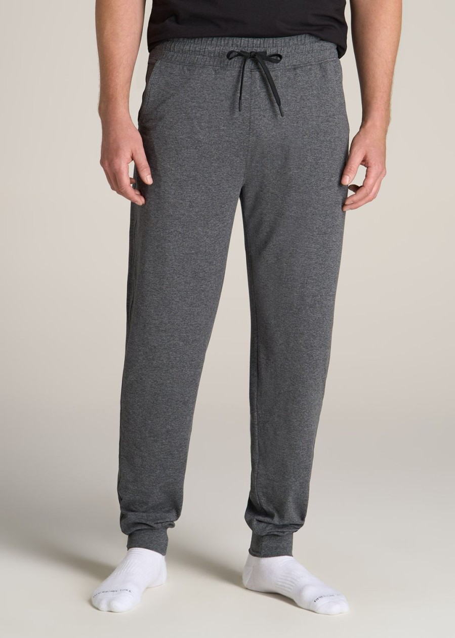 Men American Tall Athletic Pants | Weekender Stretch Lounge Joggers For Tall Men In Charcoal Mix