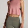 Women American Tall Tees, Tanks + Bodysuits | Athletic Cropped Muscle Tank Top For Tall Women In Clay Sunrise