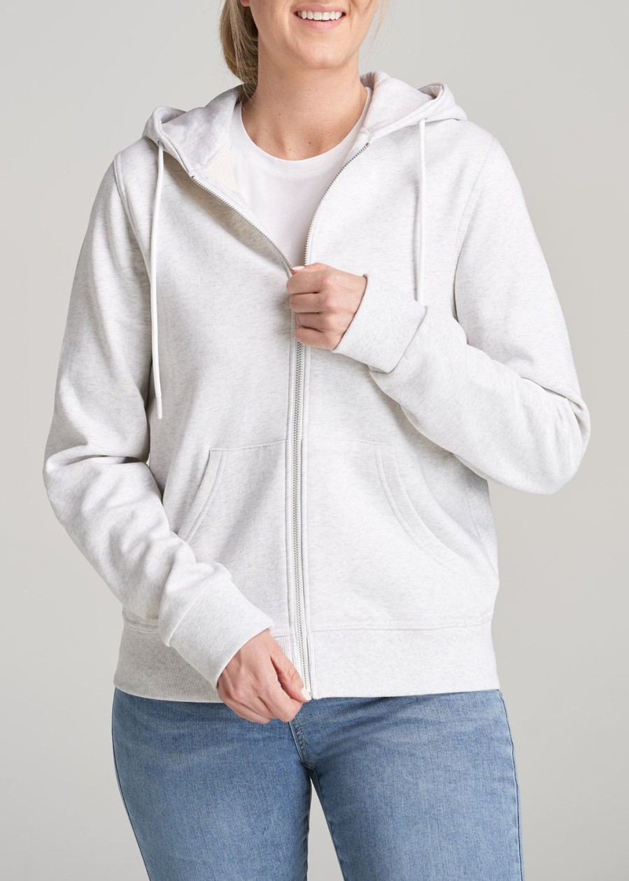 Women American Tall Hoodies + Sweatshirts | Wearever Fleece Full-Zip Women'S Tall Hoodie In Heather Cloud White