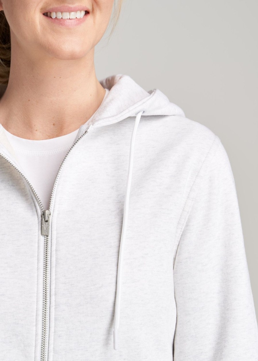 Women American Tall Hoodies + Sweatshirts | Wearever Fleece Full-Zip Women'S Tall Hoodie In Heather Cloud White