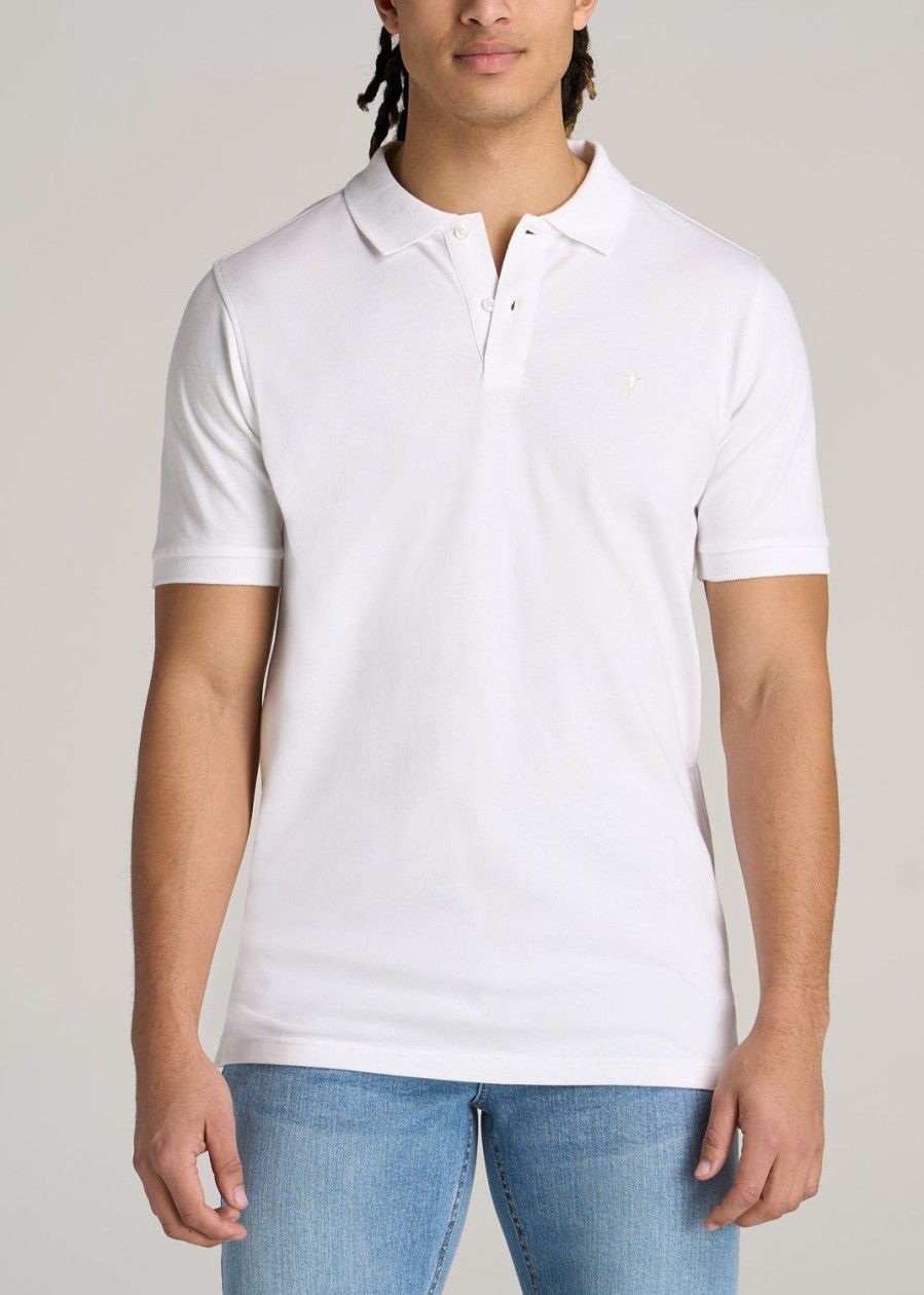 Men American Tall Polos | Men'S Tall Classic Polo With Embroidered Logo In Bright White