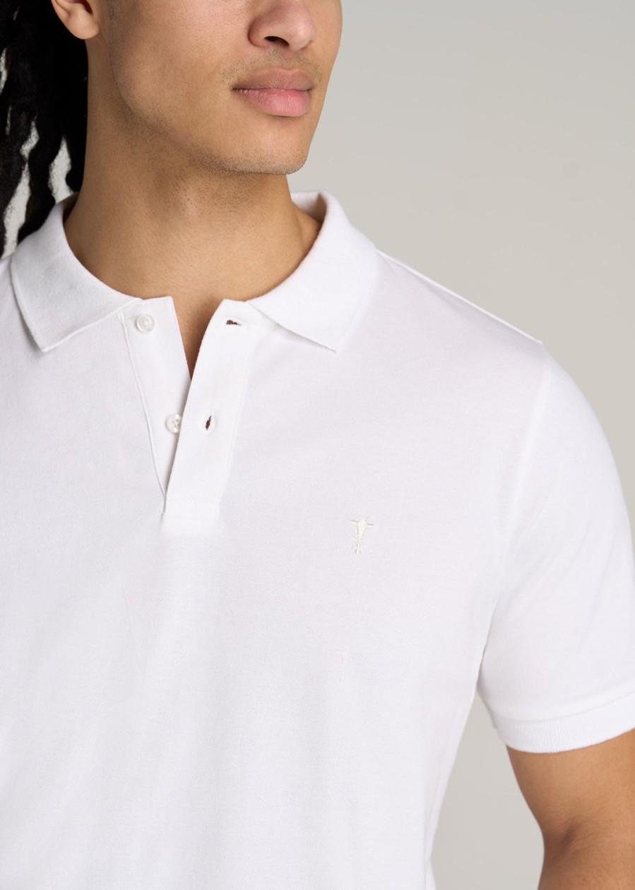 Men American Tall Polos | Men'S Tall Classic Polo With Embroidered Logo In Bright White