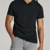 Men American Tall Polos | Slub Men'S Tall Polo Shirt In Black