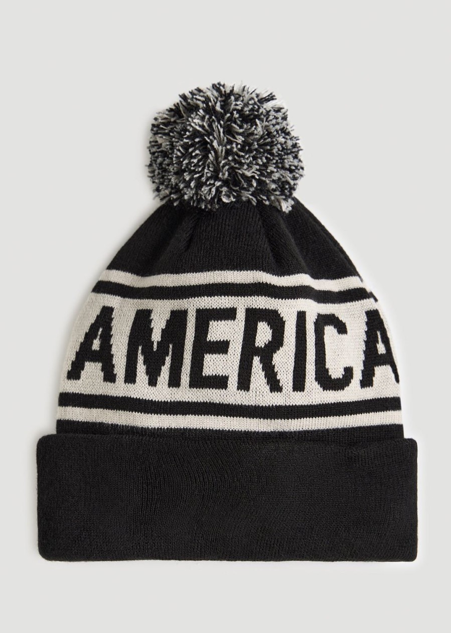 Men American Tall Other Accessories | Jacquard Knit Pom-Pom Hat In Black & Grey