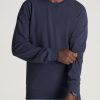 Men American Tall Hoodies + Sweatshirts | Wearever Fleece Crewneck Tall Men'S Sweatshirt In Navy