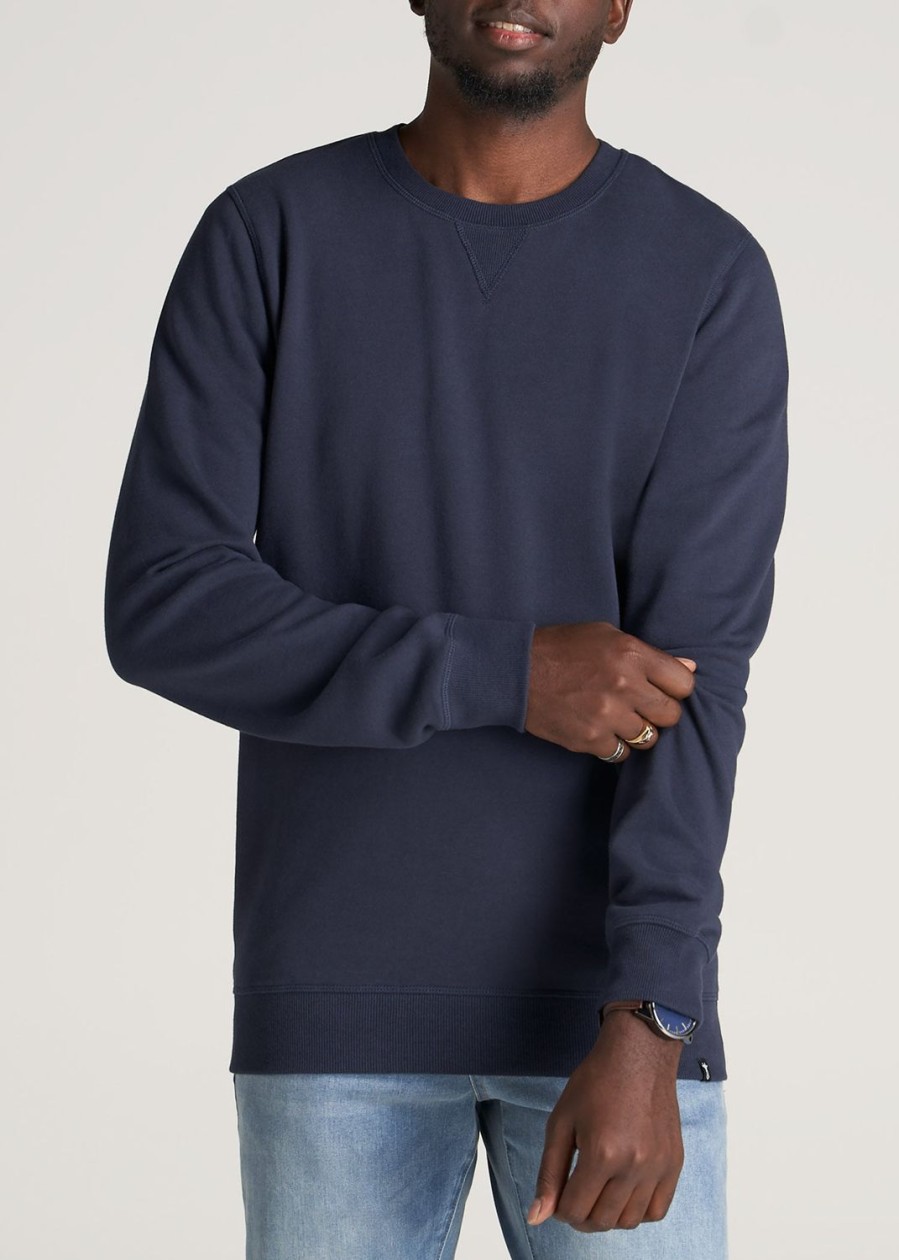 Men American Tall Hoodies + Sweatshirts | Wearever Fleece Crewneck Tall Men'S Sweatshirt In Navy