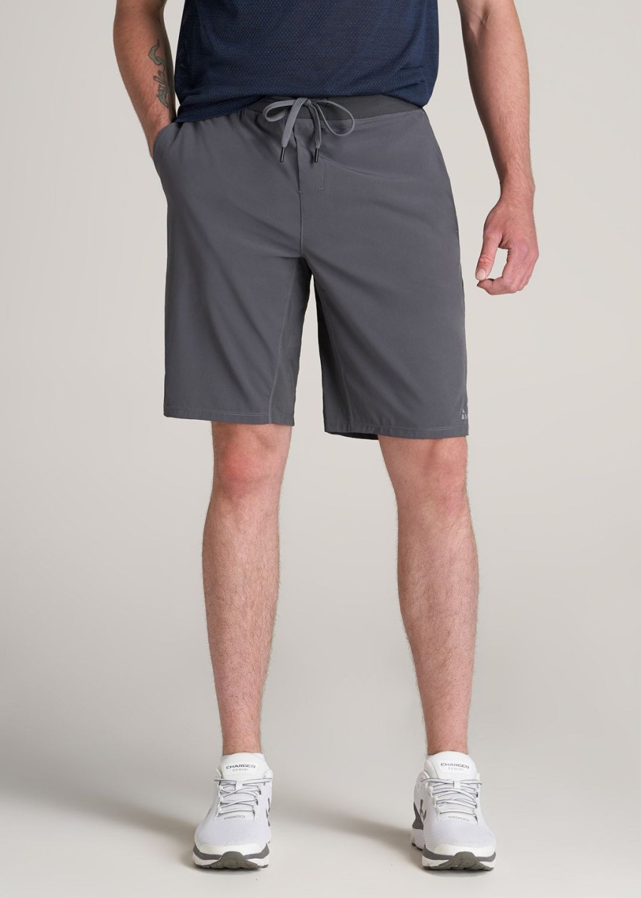 Men American Tall Shorts | A.T. Performance Woven Stretch Shorts For Tall Men In Iron Grey