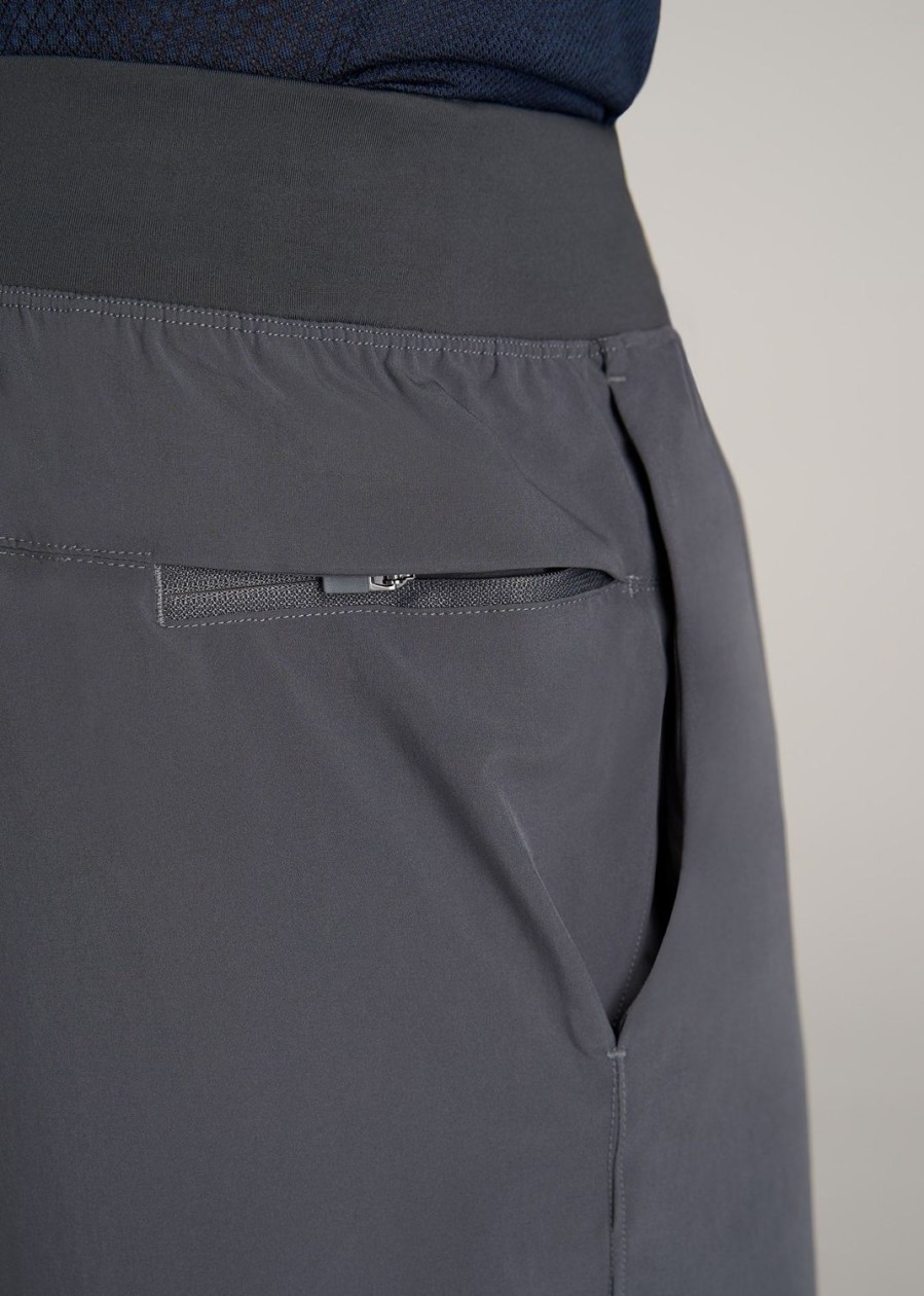 Men American Tall Shorts | A.T. Performance Woven Stretch Shorts For Tall Men In Iron Grey